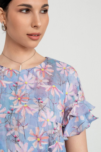 Платье летнее свободное из вискозы с воланами короткий рукав LADO 6324-9 - фото 8