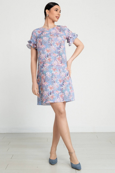Платье летнее свободное из вискозы с воланами короткий рукав LADO 6324-9 - фото 3