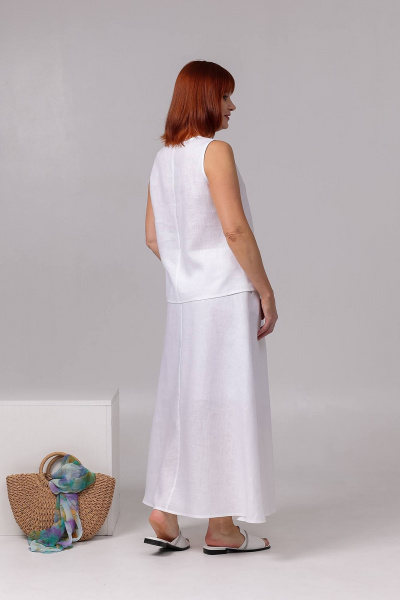 Летний комплект топ и юбка трапеция из хлопка, лен, текстиль Соджи 622 - фото 6