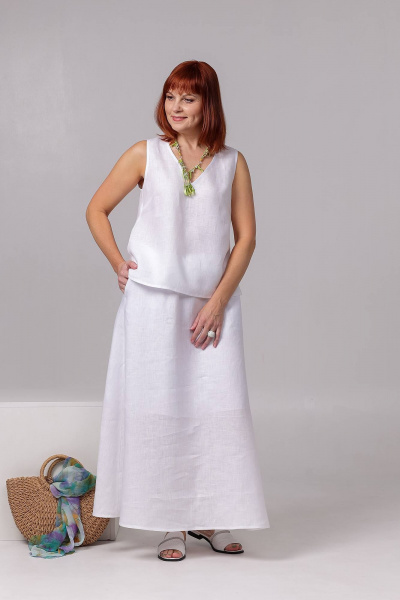 Летний комплект топ и юбка трапеция из хлопка, лен, текстиль Соджи 622 - фото 4
