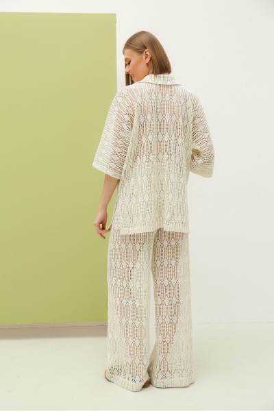 Блуза и брюки повседневного стиля из текстиля и хлопка PUR PUR 11-288 белый - фото 4