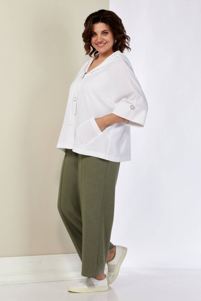 Блуза, брюки Shetti 4057 белый+олива - фото 3
