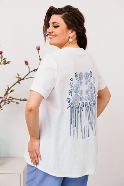 Костюм 2-ка из текстиля и хлопка с фигурным низом и вышивкой Romanovich Style 2-2684 - фото 8