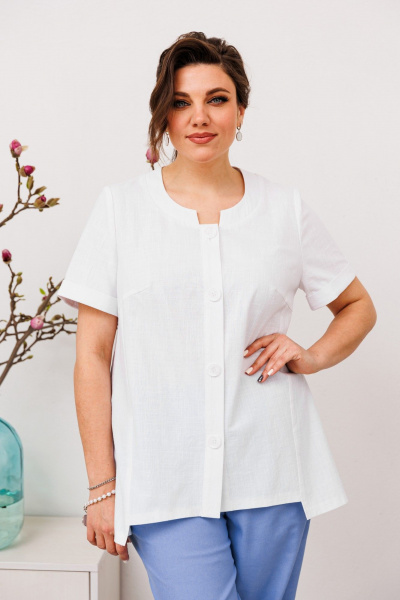 Костюм 2-ка из текстиля и хлопка с фигурным низом и вышивкой Romanovich Style 2-2684 - фото 7