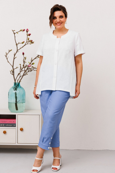 Костюм 2-ка из текстиля и хлопка с фигурным низом и вышивкой Romanovich Style 2-2684 - фото 6