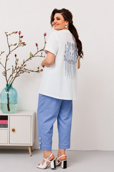 Костюм 2-ка из текстиля и хлопка с фигурным низом и вышивкой Romanovich Style 2-2684 - фото 5