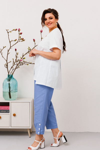 Костюм 2-ка из текстиля и хлопка с фигурным низом и вышивкой Romanovich Style 2-2684 - фото 4