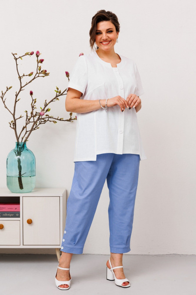 Костюм 2-ка из текстиля и хлопка с фигурным низом и вышивкой Romanovich Style 2-2684 - фото 2