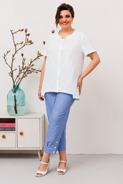 Костюм 2-ка из текстиля и хлопка с фигурным низом и вышивкой Romanovich Style 2-2684 - фото 1