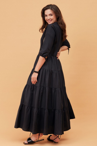 Платье макси с воланами летнее на каждый день Andina city 8026 черный - фото 2