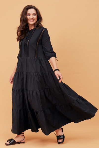 Платье макси с воланами летнее на каждый день Andina city 8026 черный - фото 5