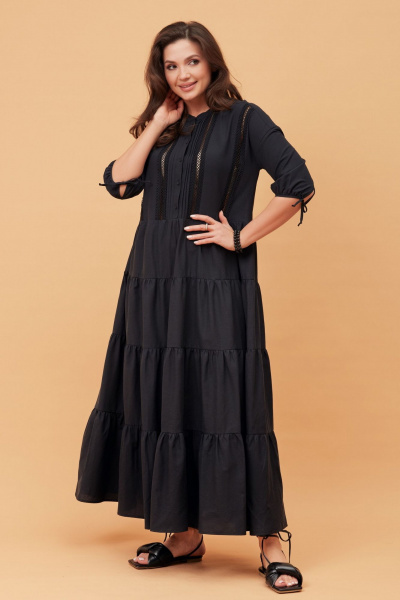 Платье макси с воланами летнее на каждый день Andina city 8026 черный - фото 4