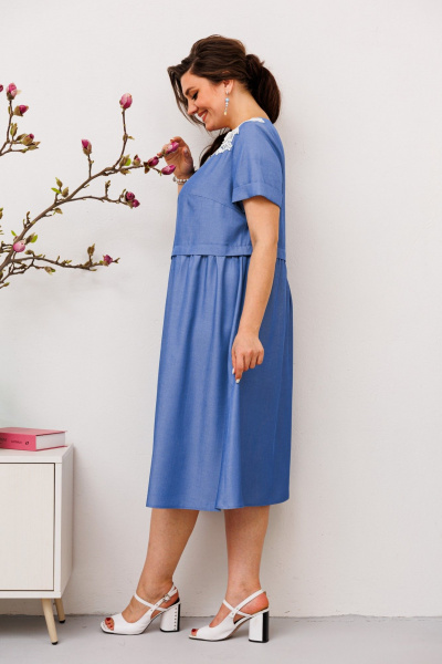 Платье летнее на каждый день с кружевом Romanovich Style 1-2685 голубой - фото 7