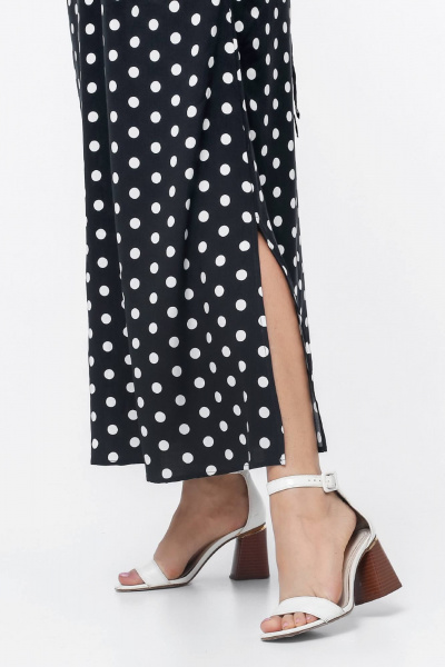 Платье трапециевидного силуэта из штапеля с разрезом La rouge 5453 синий-(горошек) - фото 6