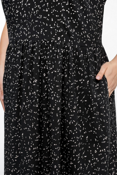 Платье из штапеля с разрезом и карманами для летних дней La rouge 5454 черно-бежевый-набивной - фото 5