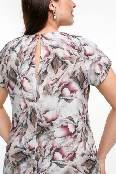 Платье реглан из штапеля с шлицей и застежкой на кнопки La rouge 5462 розы-акварель - фото 7