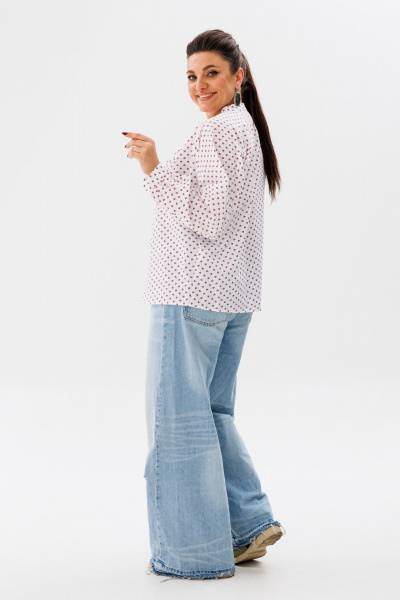 Белый костюм тандэм из хлопка и джинса с асимметрией Anelli 1364 клевер - фото 4