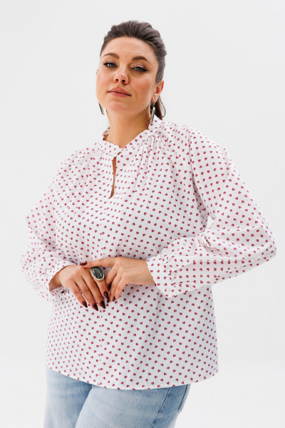 Белый костюм тандэм из хлопка и джинса с асимметрией Anelli 1364 клевер - фото 3