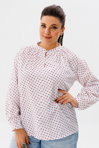 Белый костюм тандэм из хлопка и джинса с асимметрией Anelli 1364 клевер - фото 1