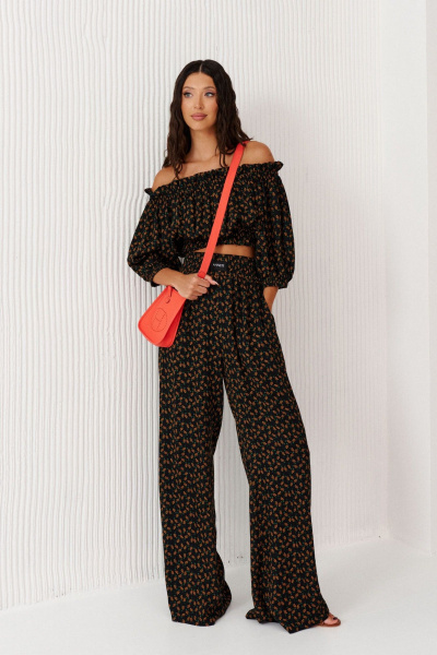 Брюки прямого кроя из вискозы с цветочным принтом ANNETE A1257 - фото 2