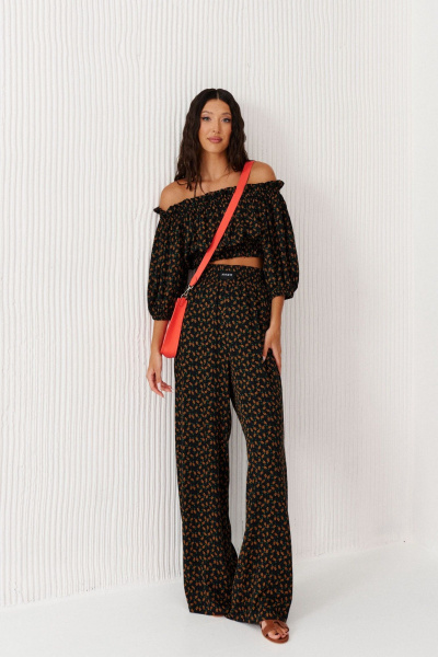 Брюки прямого кроя из вискозы с цветочным принтом ANNETE A1257 - фото 1