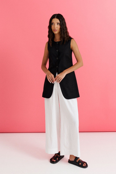 Брюки прямого кроя из льна с эластаном на резинке ANNETE A1259 - фото 8