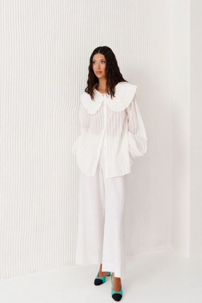 Брюки прямого кроя из льна с эластаном на резинке ANNETE A1259 - фото 7