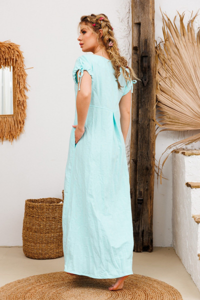 Бирюзовое платье с карманами и складкой по задней спинке АМУЛЕТ 9725 светлая_бирюза - фото 5