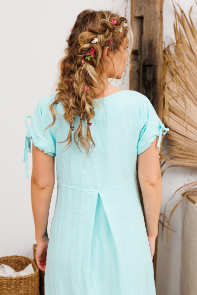 Бирюзовое платье с карманами и складкой по задней спинке АМУЛЕТ 9725 светлая_бирюза - фото 6