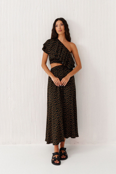 Платье с открытым плечом из вискозы с цветочным принтом ANNETE A3575 - фото 6