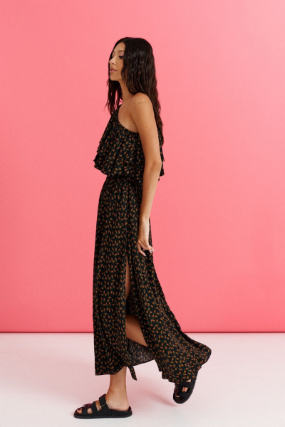 Платье с открытым плечом из вискозы с цветочным принтом ANNETE A3575 - фото 2