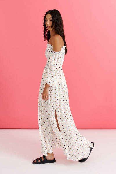 Платье с открытыми плечами из вискозы с горошком ANNETE A3576 - фото 2