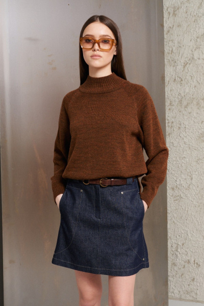 Юбка из джинса с классическим кроем и длиной ниже колена BURVIN 9184-21 - фото 3