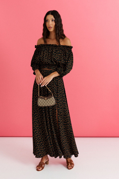 Юбка свободного кроя и блуза на резинке из натурального полотна ANNETE A4241 - фото 2