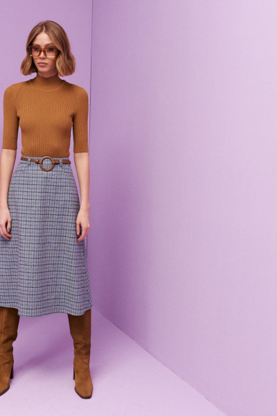 Юбка из текстиля серого цвета с классическим фасоном BURVIN 9207-21 - фото 2