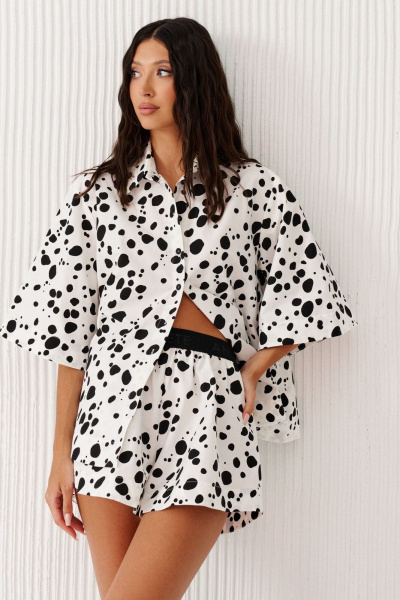 Комплект из рубашки и шорт из текстиля с абстрактным принтом ANNETE A4244 - фото 6