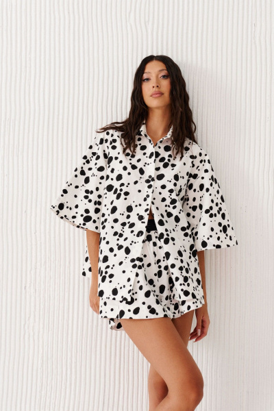 Комплект из рубашки и шорт из текстиля с абстрактным принтом ANNETE A4244 - фото 5