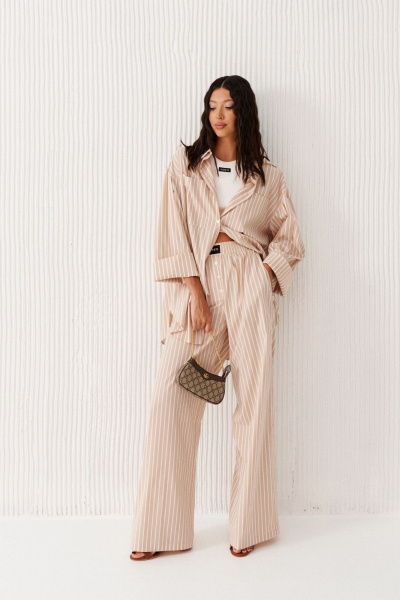 Комплект из рубашки с карманами и прямых брюк из ткани ANNETE A4245 - фото 5