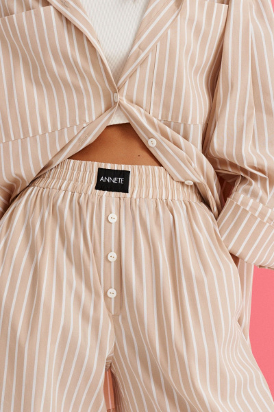 Комплект из рубашки с карманами и прямых брюк из ткани ANNETE A4245 - фото 4