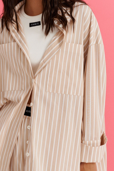 Комплект из рубашки с карманами и прямых брюк из ткани ANNETE A4245 - фото 3