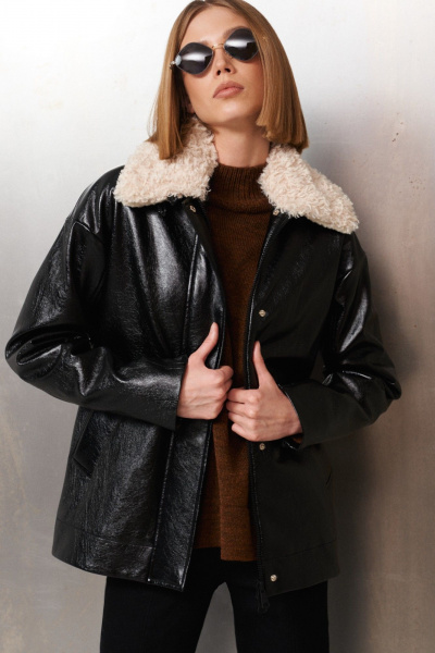 Куртка из экокожи с классическим кроем и длиной чуть ниже пояса BURVIN 9212-79 - фото 1