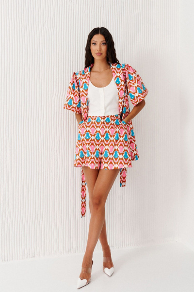 Комплект из жакета и шорт в мультиколоре из текстиля ANNETE A4251 - фото 1