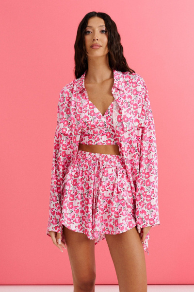 Комплект рубашка и шорты из вискозы с цветочным принтом ANNETE A5300 - фото 4