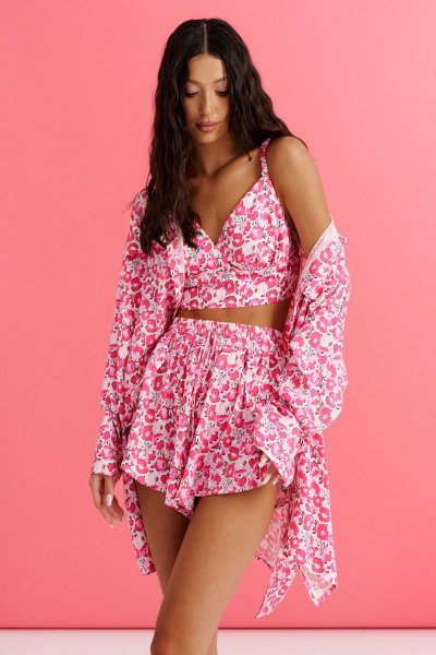 Комплект рубашка и шорты из вискозы с цветочным принтом ANNETE A5300 - фото 2