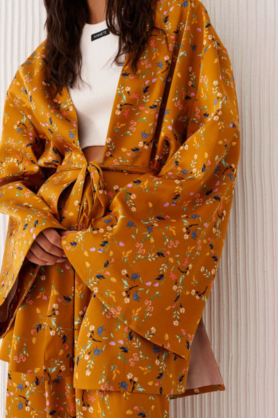 Кардиган из цветочного текстиля с поясом ANNETE A5301 - фото 6