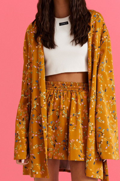 Кардиган из цветочного текстиля с поясом ANNETE A5301 - фото 3