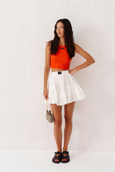 Укороченный оранжевый топ из фактурной ткани ANNETE A901/1 - фото 2