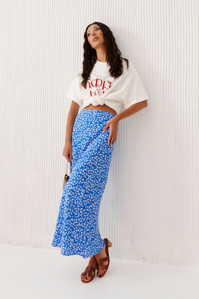 Белая футболка из трикотажа с акцентной надписью ANNETE A928/1 - фото 6