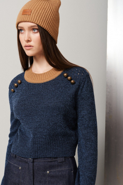 Синий джемпер из трикотажа на каждый день BURVIN 9248-78 - фото 2