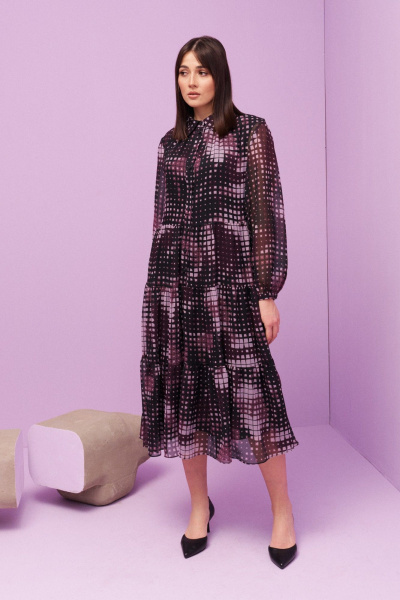 Платье из текстиля в фиолетовом и черном цвете BURVIN 9305-81 - фото 1